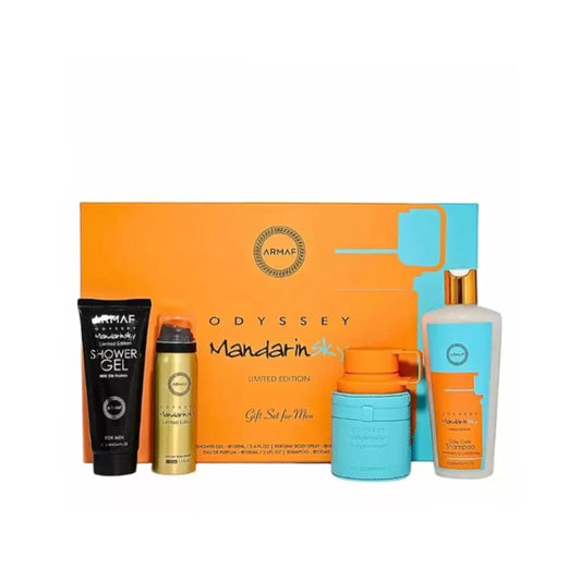 Estuche Armaf Odyssey Mandarin Sky 4 Piezas original - Linaje Perfumería de Autor Colombia